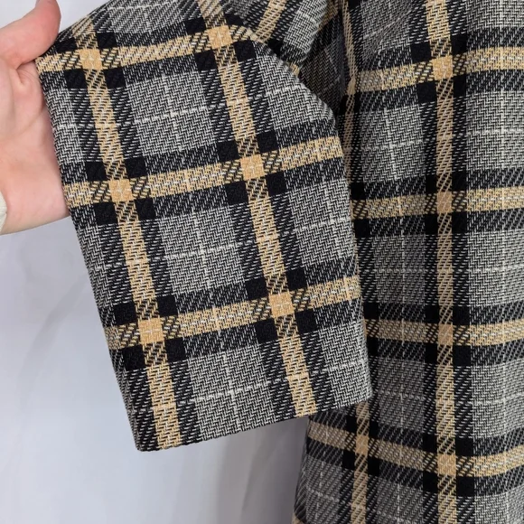 H&M Plaid Checkered Long Sleeve Mod Shift Dress - Size Small - Picture 4 of 8